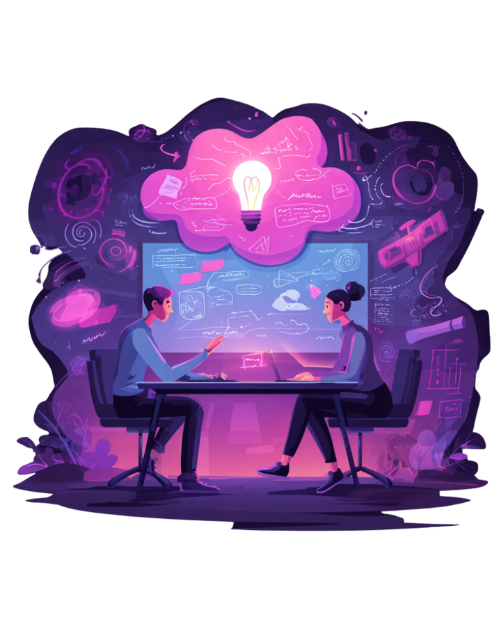 Two people on a discovery call mapping out ideas